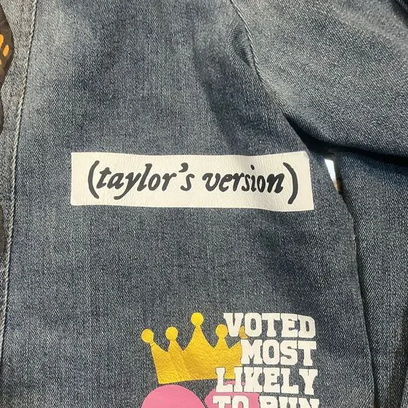 Dollhouse Taylor Swift Lover Denim Jacket Women 3X Hand Painted Custom Swiftie - Picture 6 of 9
